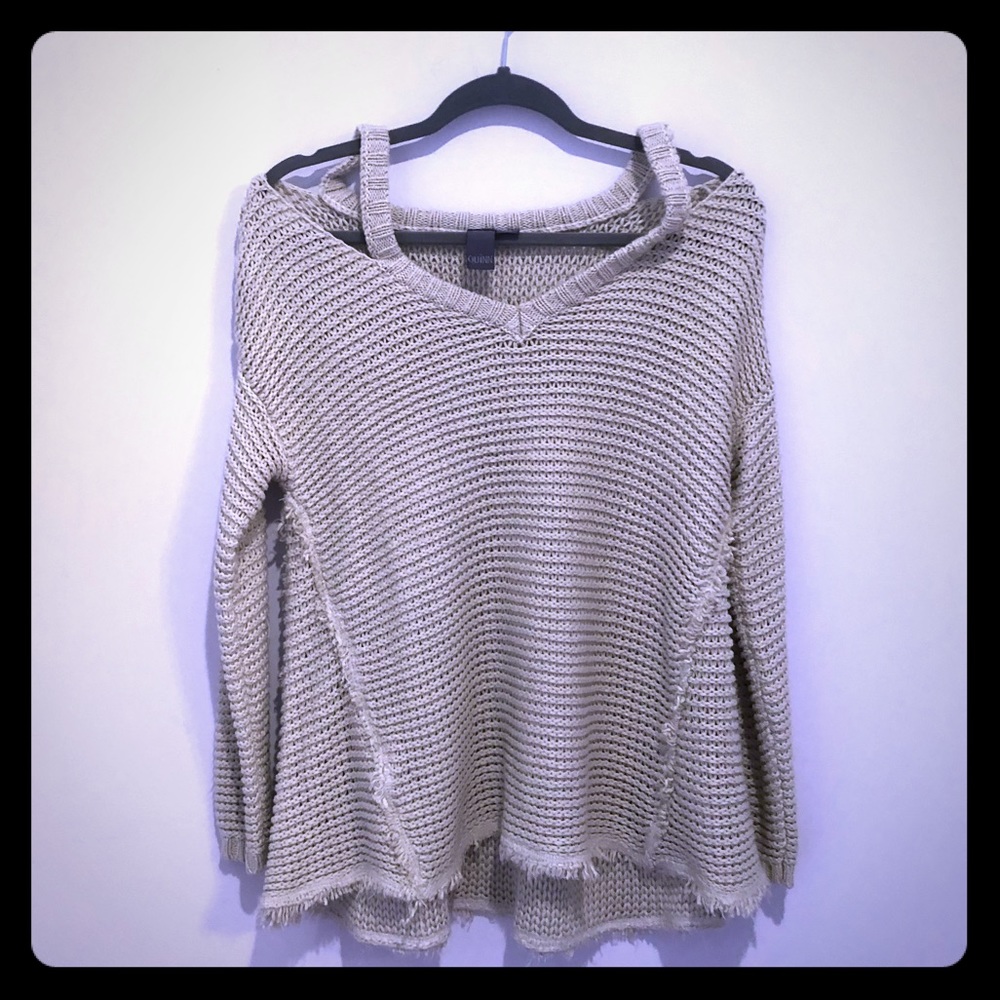 Cold shoulder cutout sweater